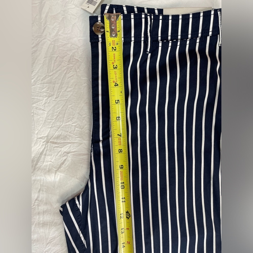 Chico’s navy and white stripes cotton wide leg crop stretch pants women’s size 6 - Picture 13 of 17